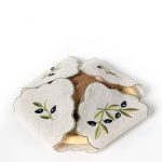 Ψωμιέρα κεντητή σταυρός bg23b (42cm x 42cm) μπέζ SilkFashion