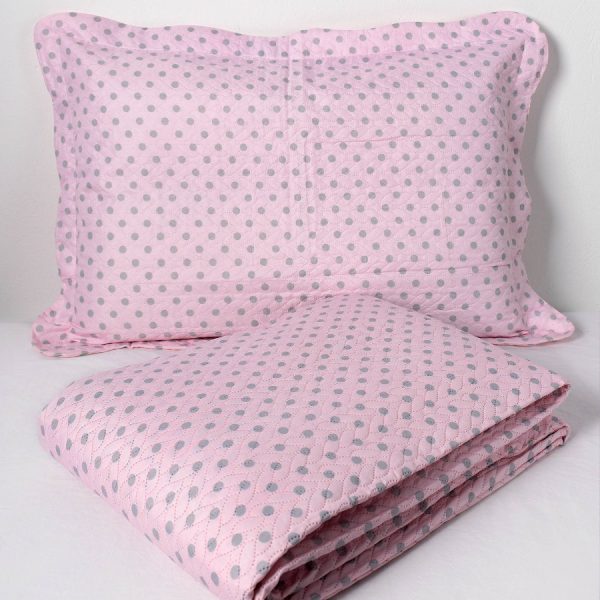 ΚΟΥΒΕΡΛΙ σετ( 220cm x 240cm + 2 x 50cm x 70cm dot pink SilkFashion