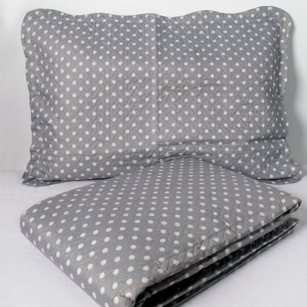 ΚΟΥΒΕΡΛΙ σετ (220cm x 240cm + 2 x 50cm x 70cm) dot grey SilkFashion