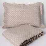 ΚΟΥΒΕΡΛΙ σετ (220cm x 240cm + 2 x 50cm x 70cm) dot beige SilkFashion