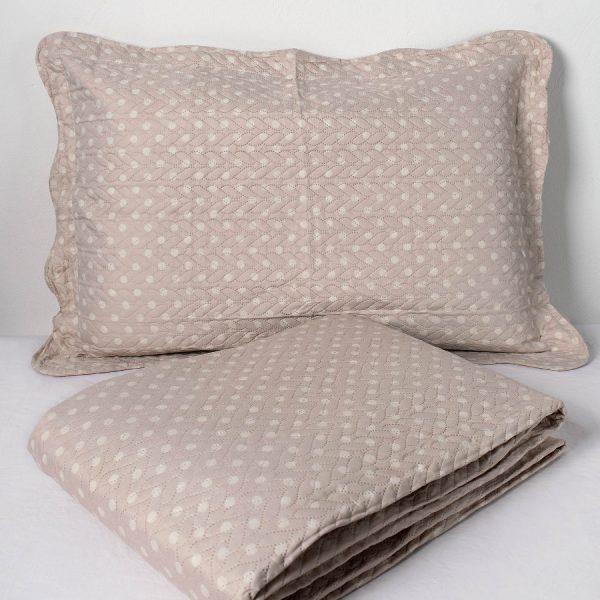 ΚΟΥΒΕΡΛΙ σετ (220cm x 240cm + 2 x 50cm x 70cm) dot beige SilkFashion