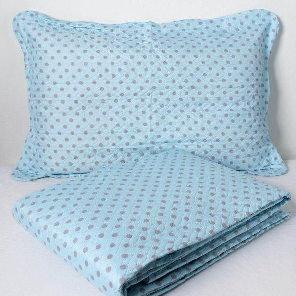 ΚΟΥΒΕΡΛΙ σετ(160cm x 220cm + 1 x 50cm x 70cm) dot siel SilkFashion