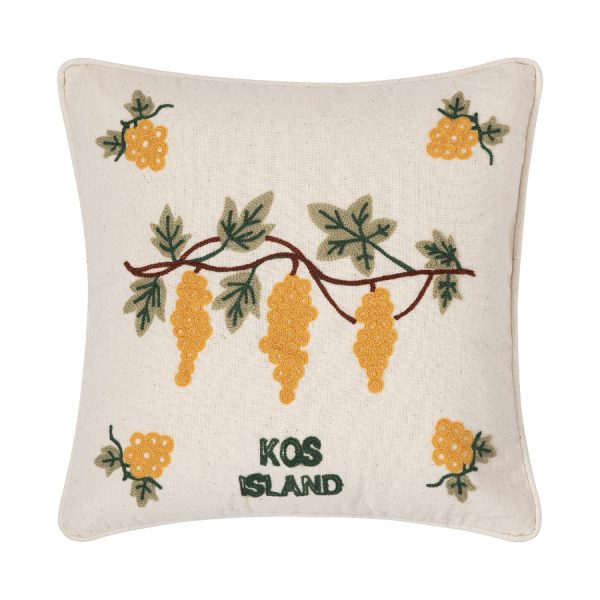 ΜΑΞΙΛΑΡΟΘΗΚΗ (42cm x 42cm) υφαντή κίτρινο σταφύλι ΚΩΣ SilkFashion