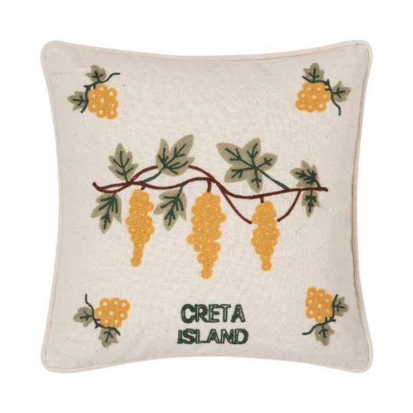 ΜΑΞΙΛΑΡΟΘΗΚΗ (42cm x 42cm) υφαντή κίτρινο σταφύλι ΚΡΗΤΗ SilkFashion