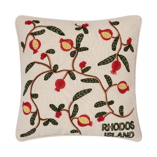 ΜΑΞΙΛΑΡΟΘΗΚΗ (42cm x 42cm) υφαντή ρόδι ΡΟΔΟΣ SilkFashion