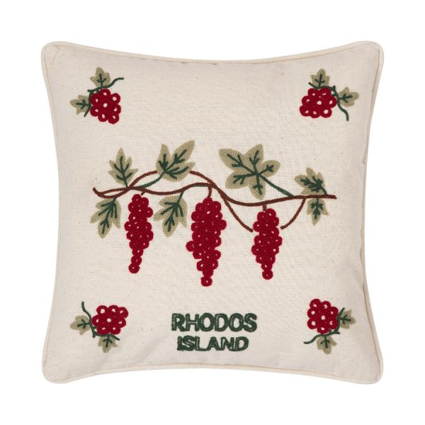 ΜΑΞΙΛΑΡΟΘΗΚΗ (42cm x 42cm) υφαντή κόκκινο σταφύλι ΡΟΔΟΣ SilkFashion