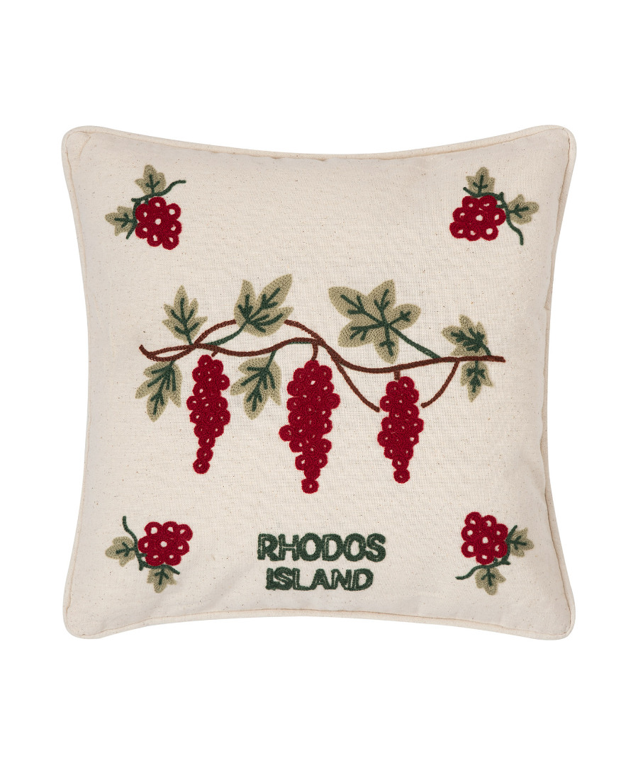 Untitled-3033 ΜΑΞΙΛΑΡΟΘΗΚΗ (42cm x 42cm) υφαντή κόκκινο σταφύλι ΡΟΔΟΣ SilkFashion - Image 1