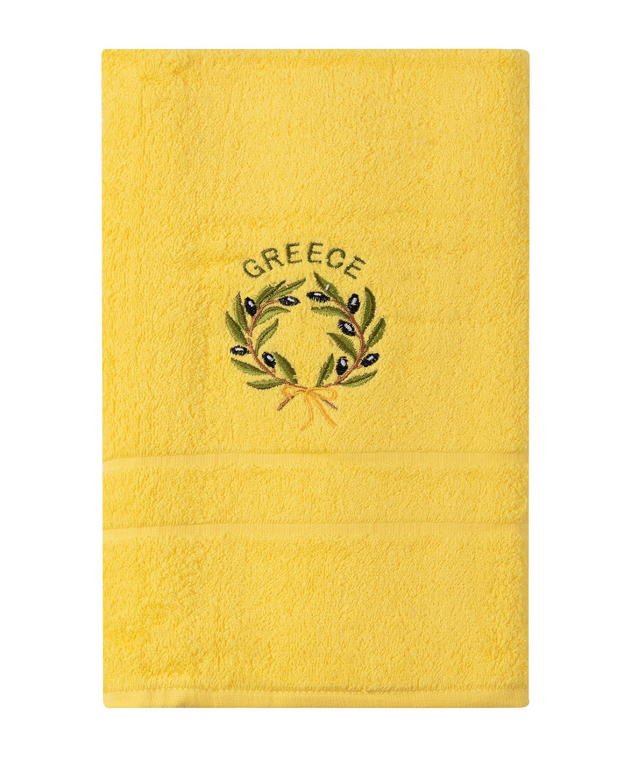 Untitled-3226-1 Πετσέτα Προσώπου ( 50cm x 100cm ) Κίτρινο με Στεφάνι GREECE SilkFashion - Image 1