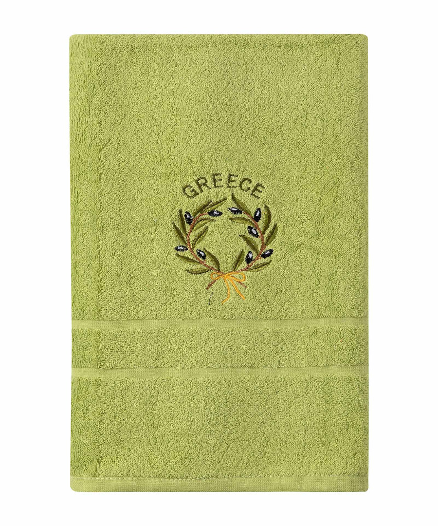 Untitled-3227-1 Πετσέτα Προσώπου ( 50cm x 100cm ) Πράσινο με Στεφάνι GREECE SilkFashion - Image 1