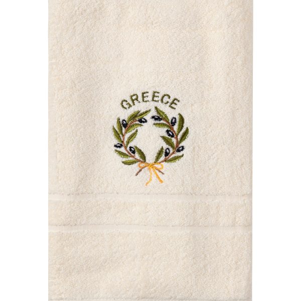 Πετσέτα Σώματος ( 70cm x 140cm ) Εκρού με στεφάνι GREECE SilkFashion