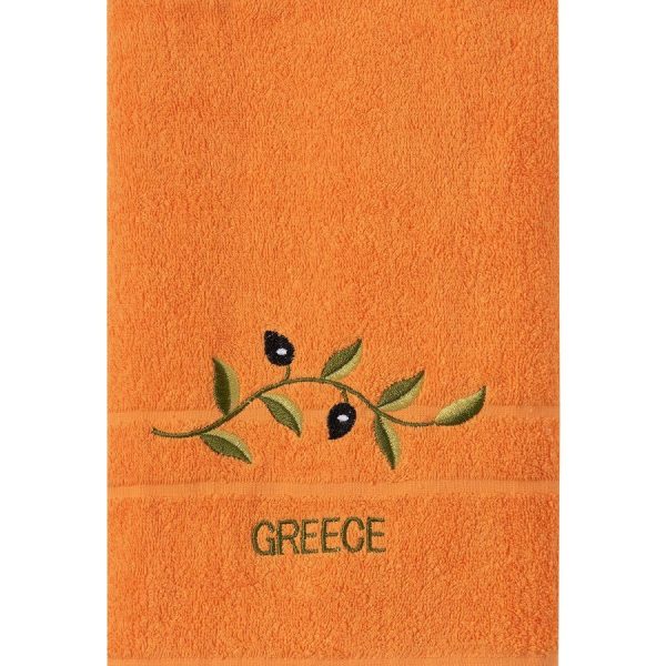 Πετσέτα Σώματος ( 70cm x 140cm ) Πορτοκαλί με κλαδί GREECE SilkFashion