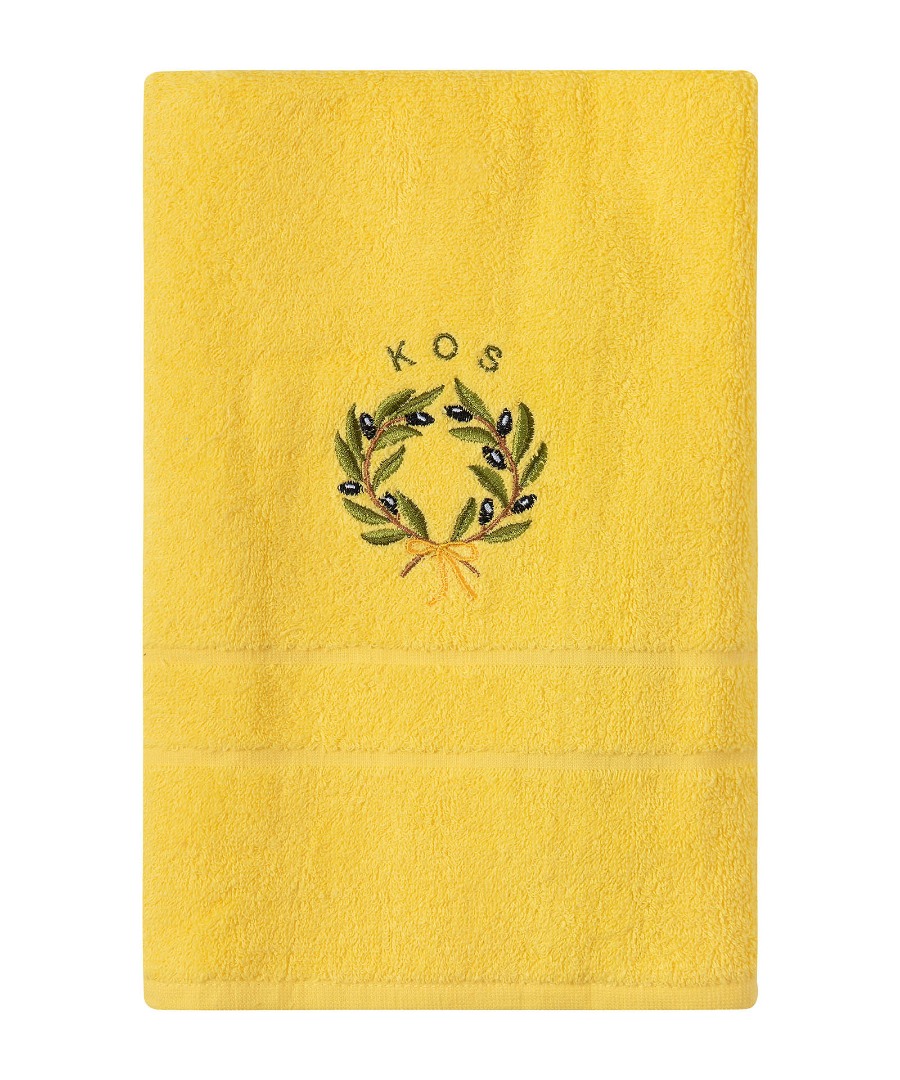 Untitled-3232-1 Πετσέτα Σώματος ( 70cm x 140cm ) Κίτρινο με Στεφάνι ΚΩΣ SilkFashion - Image 1