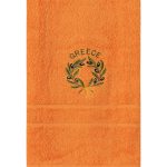 Πετσέτα Σώματος ( 70cm x 140cm ) Πορτοκαλί με Στεφάνι GREECE SilkFashion