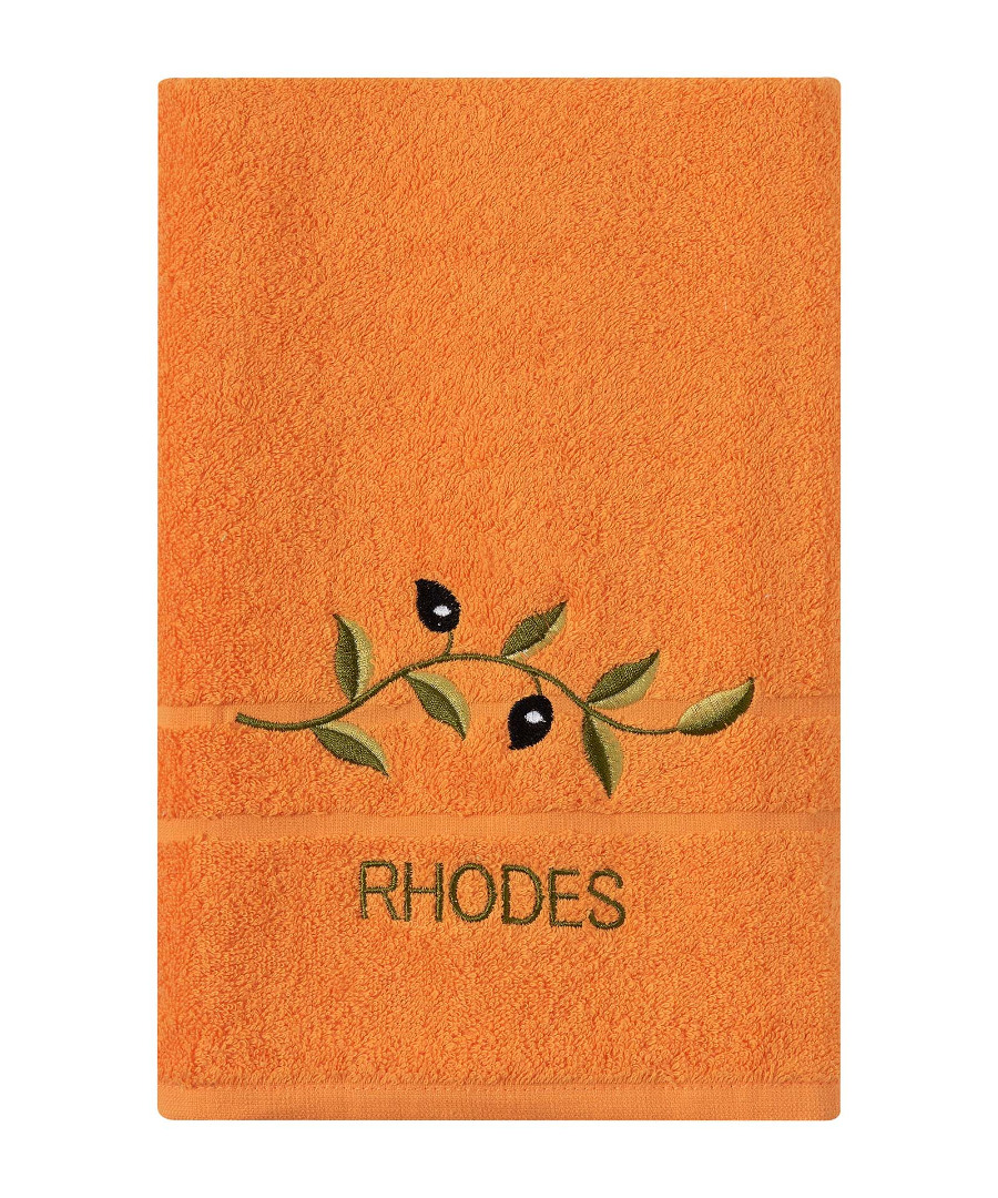 Untitled-3234-1 Πετσέτα Σώματος ( 70cm x 140cm ) Πορτοκαλί με Κλαδί ΡΟΔΟΣ SilkFashion - Image 1