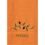 Πετσέτα Προσώπου ( 50cm x 100cm ) Πορτοκαλί με Κλαδί ΡΟΔΟΣ SilkFashion