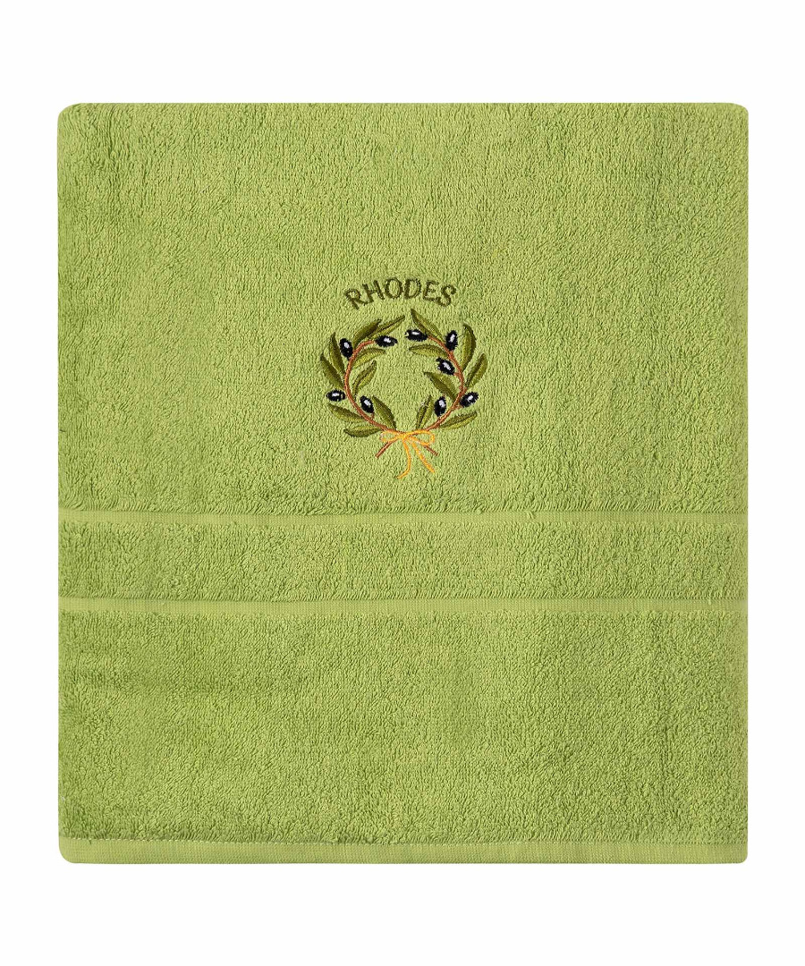 Untitled-3239 Πετσέτα Σώματος ( 70cm x 140cm ) Πράσινο με Στεφάνι ΡΟΔΟΣ SilkFashion - Image 1