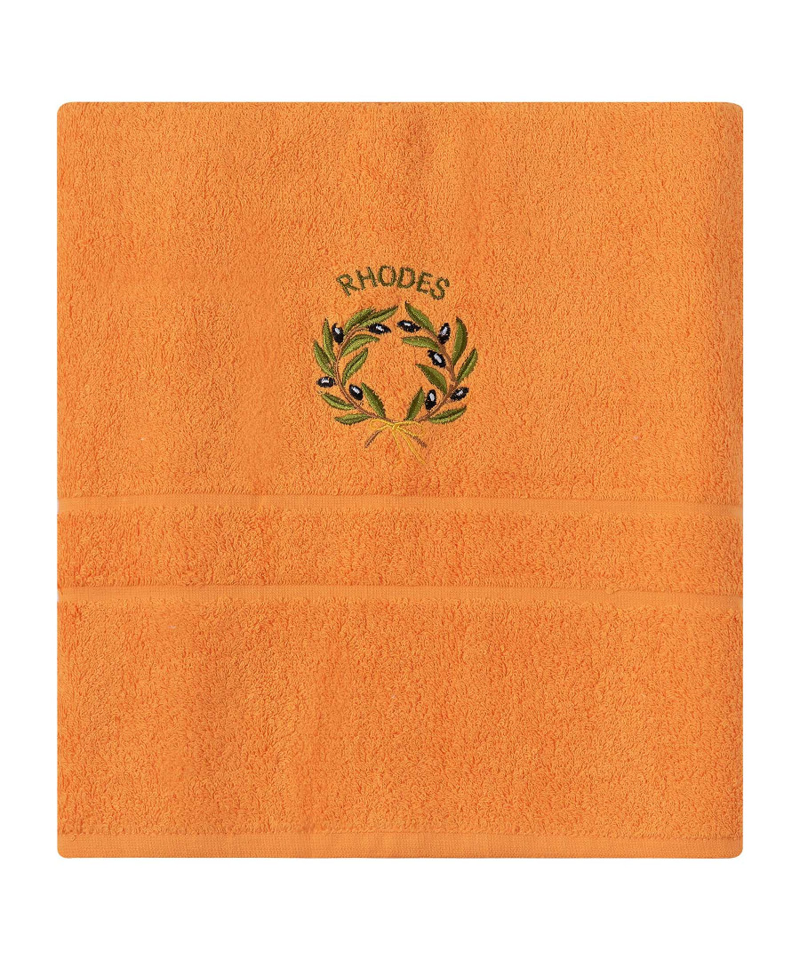 Untitled-3240 Πετσέτα Σώματος ( 70cm x 140cm ) Πορτοκαλί με Στεφάνι ΡΟΔΟΣ SilkFashion - Image 1