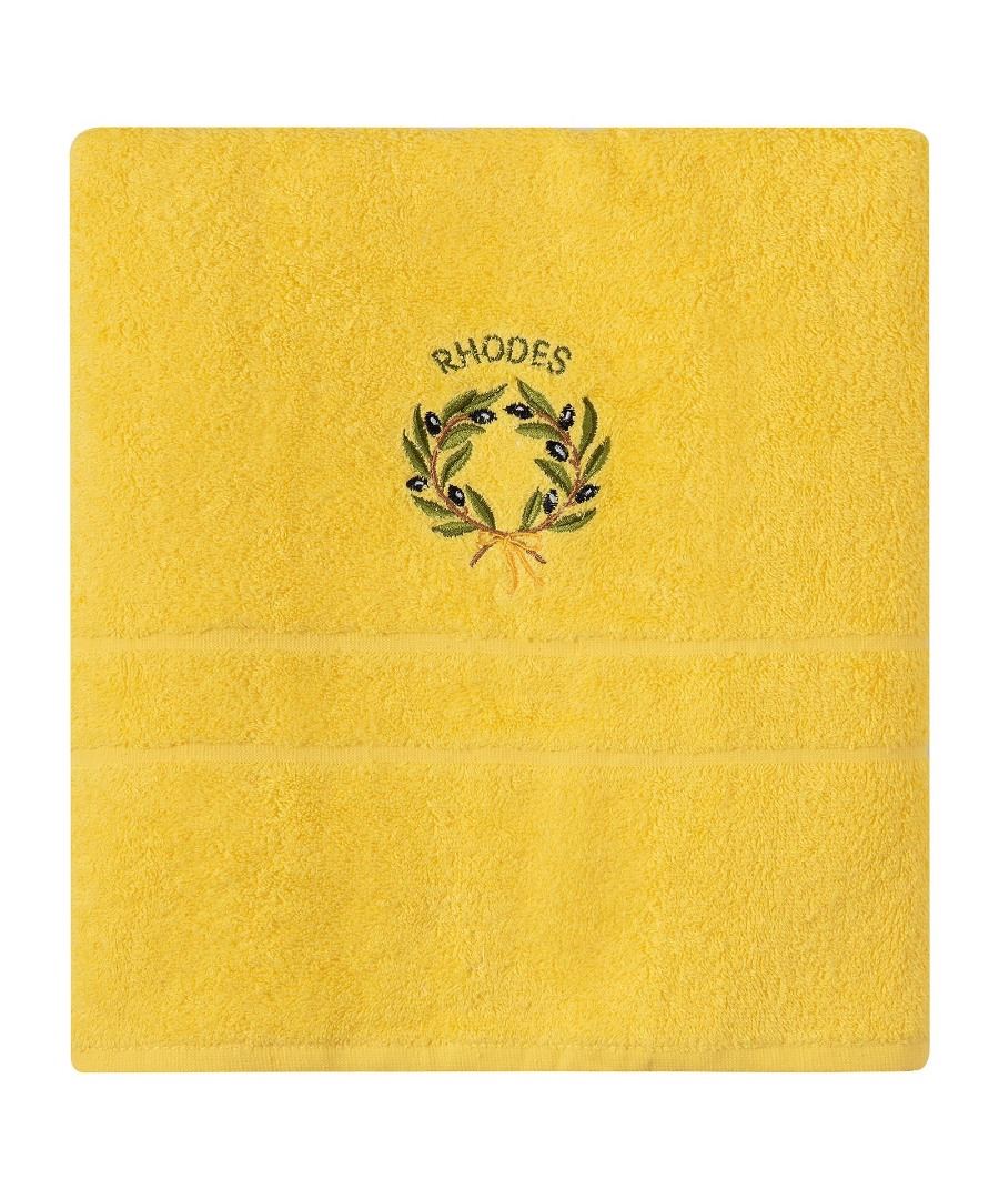 Untitled-3241-1 Πετσέτα Προσώπου ( 50cm x 100cm ) Κίτρινο με Στεφάνι ΡΟΔΟΣ SilkFashion - Image 1