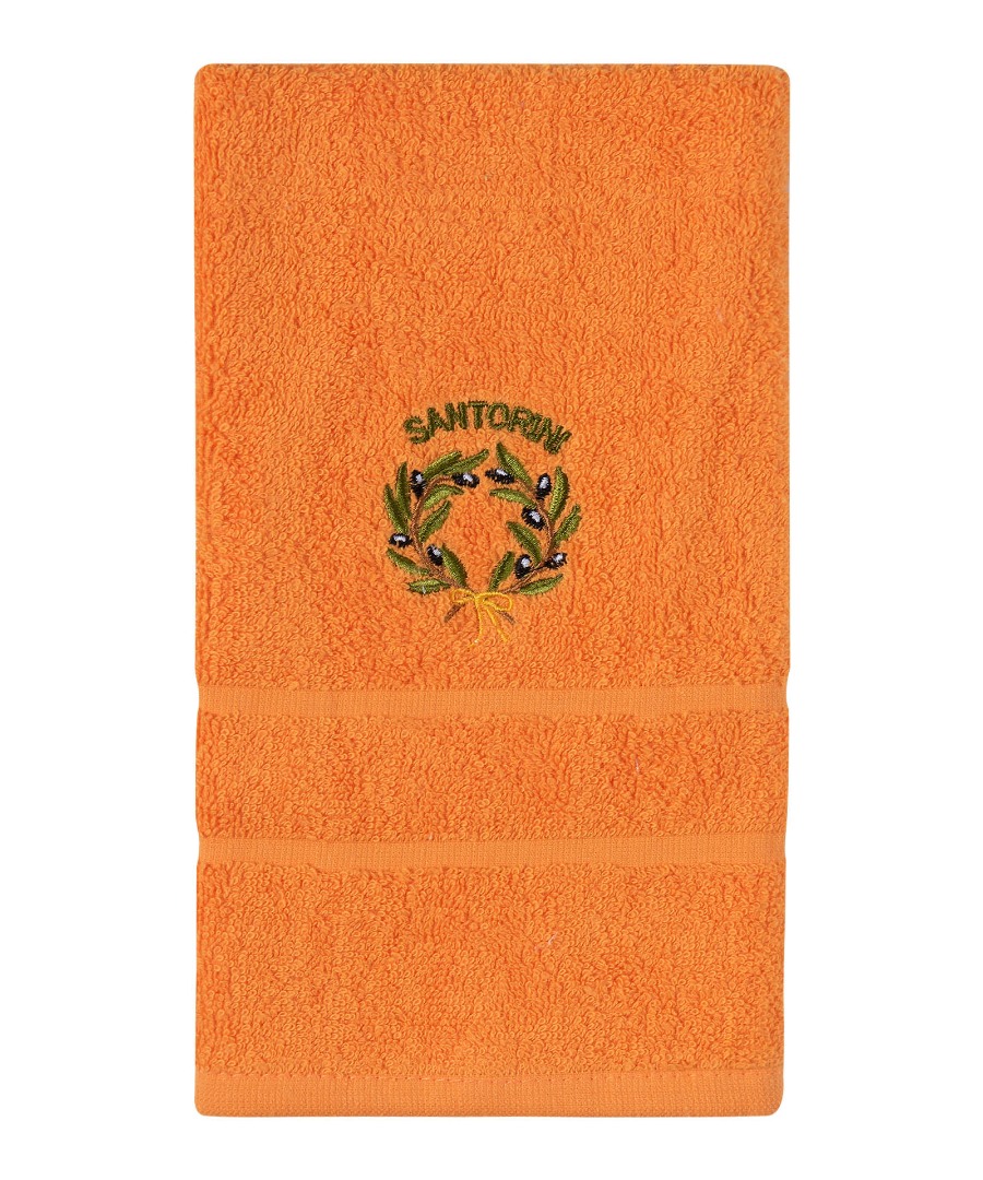 Untitled-3280-1 Πετσέτα Προσώπου (50cm x 100cm) Πορτοκαλί με Στεφάνι ΣΑΝΤΟΡΙΝΗ SilkFashion - Image 1