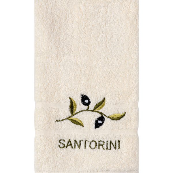 Πετσέτα Προσώπου (50cm x 100cm) Εκρού με Κλαδί ΣΑΝΤΟΡΙΝΗ SilkFashion