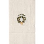 Πετσέτα Προσώπου (50cm x 100cm) Εκρού με Στεφάνι ΣΑΝΤΟΡΙΝΗ SilkFashion