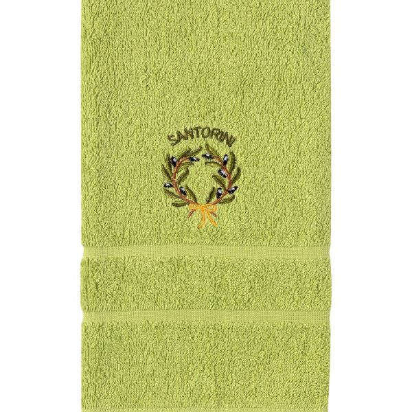 Πετσέτα Προσώπου (50cm x 100cm) Πράσινο με Στεφάνι ΣΑΝΤΟΡΙΝΗ SilkFashion