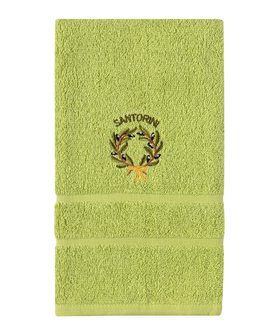 Untitled-3283-1 Πετσέτα Προσώπου (50cm x 100cm) Πράσινο με Στεφάνι ΣΑΝΤΟΡΙΝΗ SilkFashion - Image 1