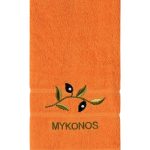 Πετσέτα Προσώπου (50cm x 100cm) Πορτοκαλί με Κλαδί ΜΥΚΟΝΟΣ SilkFashion
