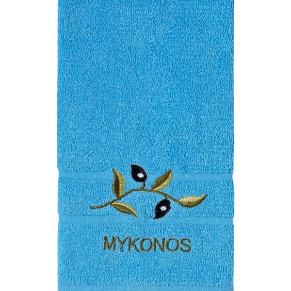 Πετσέτα Προσώπου (50cm x 100cm) Μπλε με Κλαδί ΜΥΚΟΝΟΣ SilkFashion