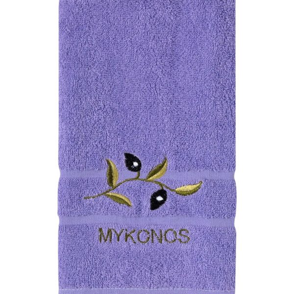 Πετσέτα Προσώπου (50cm x 100cm) Μωβ με Κλαδί ΜΥΚΟΝΟΣ SilkFashion