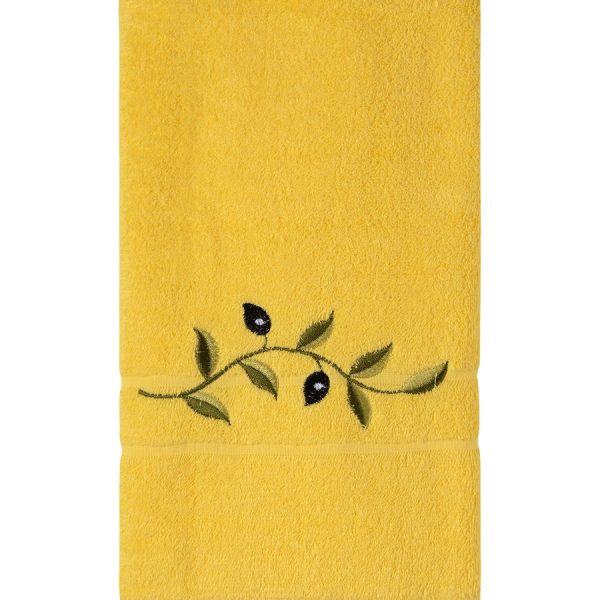 Πετσέτα Προσώπου ( 50cm x 100cm ) Κίτρινο με κλαδί SilkFashion