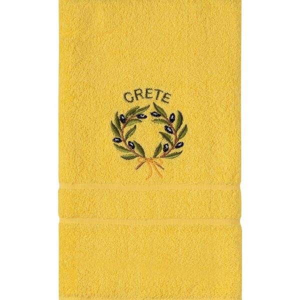 Πετσέτα Σώματος ( 70cm x 140cm ) Κίτρινο με στεφάνι ΚΡΗΤΗ SilkFashion