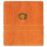Πετσέτα Προσώπου ( 50cm x 100cm ) Πορτοκαλί με στεφάνι SilkFashion