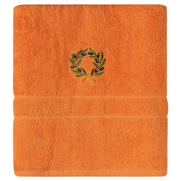 Πετσέτα Προσώπου ( 50cm x 100cm ) Πορτοκαλί με στεφάνι SilkFashion