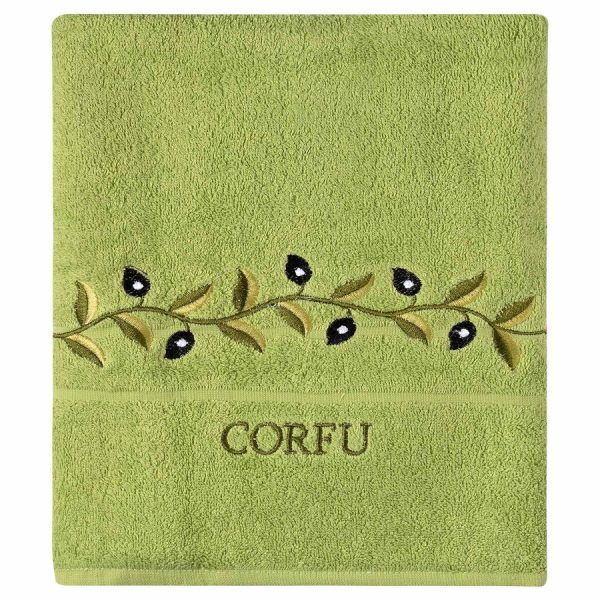Πετσέτα Προσώπου ( 50cm x 100cm ) Πράσινο με κλαδί ΚΕΡΚΥΡΑ SilkFashion