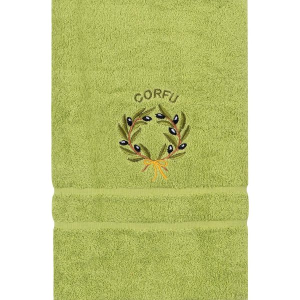 Πετσέτα Σώματος ( 70cm x 140cm ) Πράσινο με στεφάνι ΚΕΡΚΥΡΑ SilkFashion