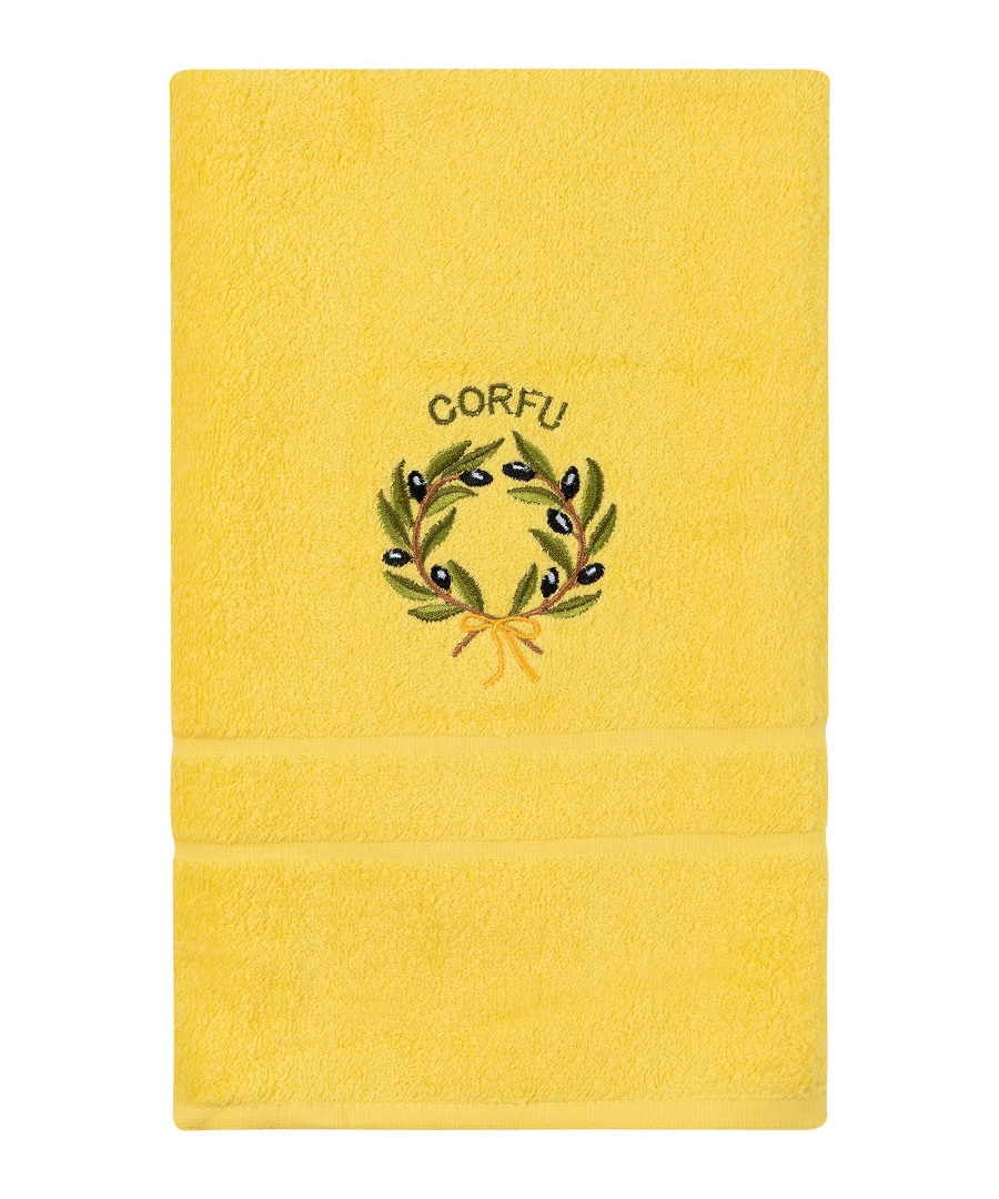 Untitled-3310 Πετσέτα Σώματος ( 70cm x 140cm ) Κίτρινο με στεφάνι ΚΕΡΚΥΡΑ SilkFashion - Image 1