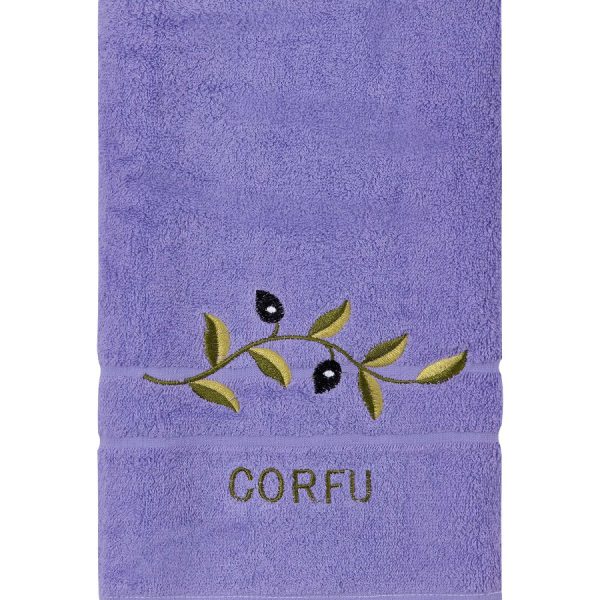 Πετσέτα Προσώπου ( 50cm x 100cm ) Μωβ με κλαδί ΚΕΡΚΥΡΑ SilkFashion