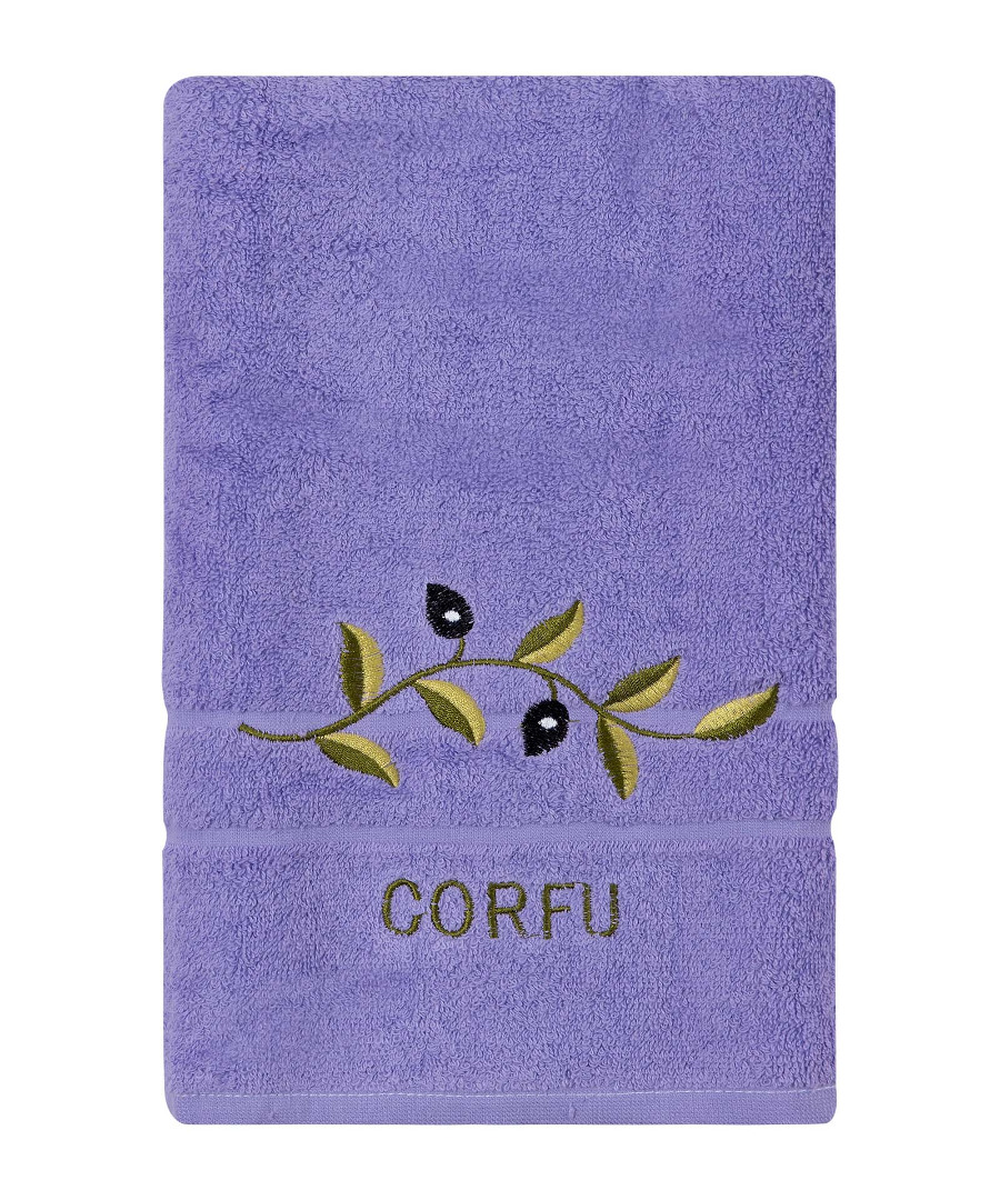 Untitled-3313 Πετσέτα Προσώπου ( 50cm x 100cm ) Μωβ με κλαδί ΚΕΡΚΥΡΑ SilkFashion - Image 1