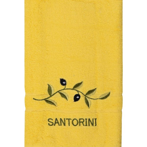 Πετσέτα Προσώπου (50cm x 100cm) Κίτρινο με Κλαδί ΣΑΝΤΟΡΙΝΗ SilkFashion