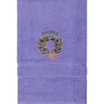 Πετσέτα Προσώπου ( 50cm x 100cm ) Μωβ με Στεφάνι ΡΟΔΟΣ SilkFashion