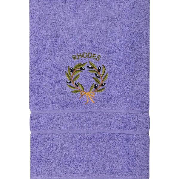 Πετσέτα Προσώπου ( 50cm x 100cm ) Μωβ με Στεφάνι ΡΟΔΟΣ SilkFashion