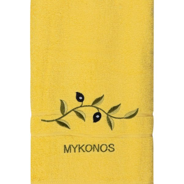 Πετσέτα Προσώπου (50cm x 100cm) Κίτρινο με Κλαδί ΜΥΚΟΝΟΣ SilkFashion