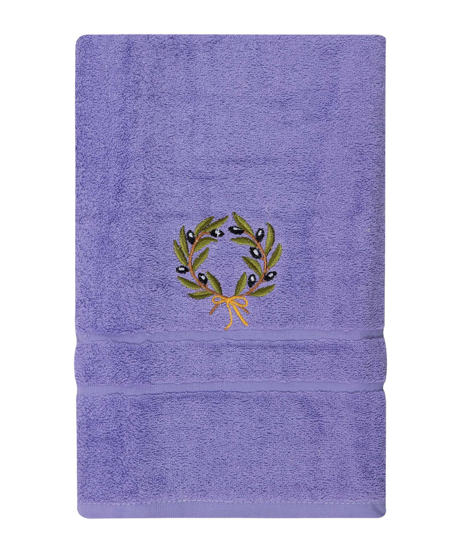 Untitled-3317 Πετσέτα Προσώπου ( 50cm x 100cm ) Μωβ με στεφάνι SilkFashion - Image 1