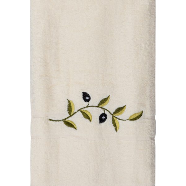 Πετσέτα Προσώπου ( 50cm x 100cm ) Εκρού με κλαδί SilkFashion