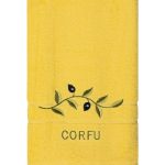 Πετσέτα Προσώπου ( 50cm x 100cm ) Κίτρινο με κλαδί ΚΕΡΚΥΡΑ SilkFashion
