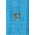 Πετσέτα Προσώπου ( 50cm x 100cm ) Σιέλ με Στεφάνι ΡΟΔΟΣ SilkFashion