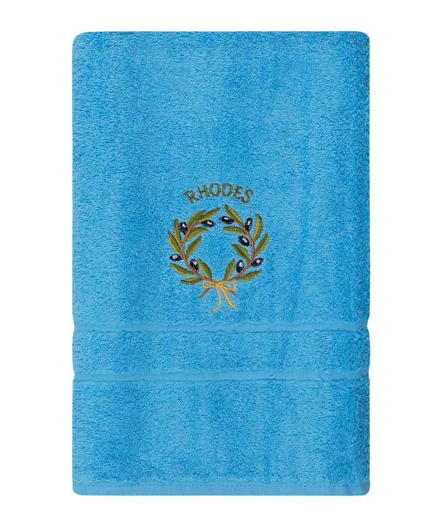 Untitled-3323 Πετσέτα Προσώπου ( 50cm x 100cm ) Σιέλ με Στεφάνι ΡΟΔΟΣ SilkFashion - Image 1