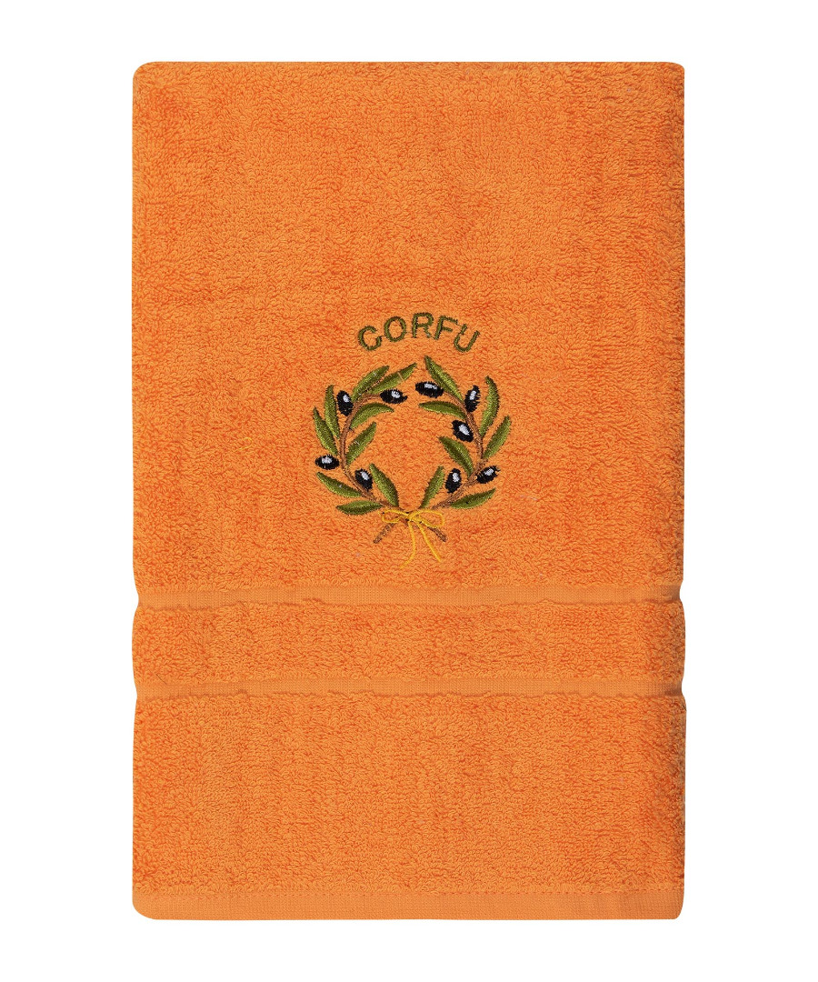 Untitled-3324-1 Πετσέτα Προσώπου ( 50cm x 100cm ) Πορτοκαλί με στεφάνι ΚΕΡΚΥΡΑ SilkFashion - Image 1