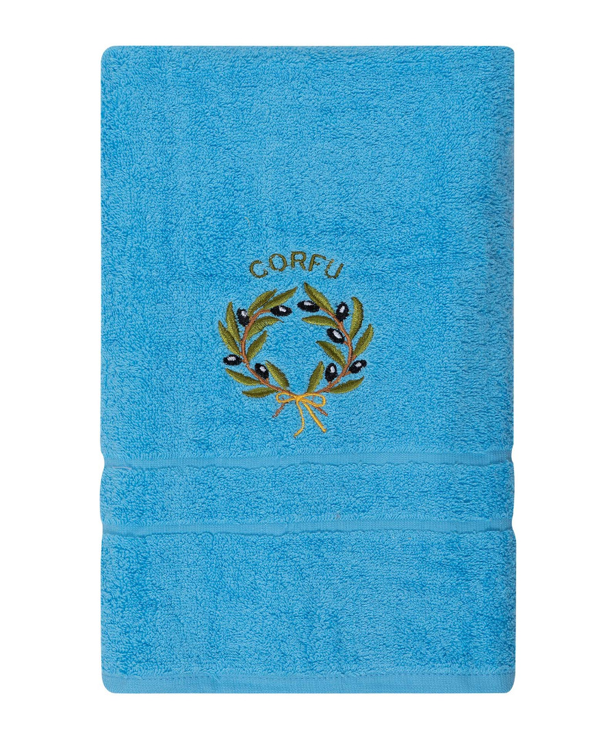 Untitled-3325 Πετσέτα Προσώπου ( 50cm x 100cm ) Μπλε με στεφάνι ΚΕΡΚΥΡΑ SilkFashion - Image 1